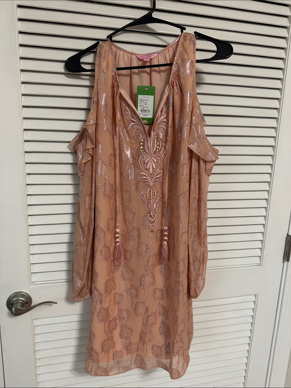 Lilly Pulitzer Peach Cold-Shoulder Embellished Tunic